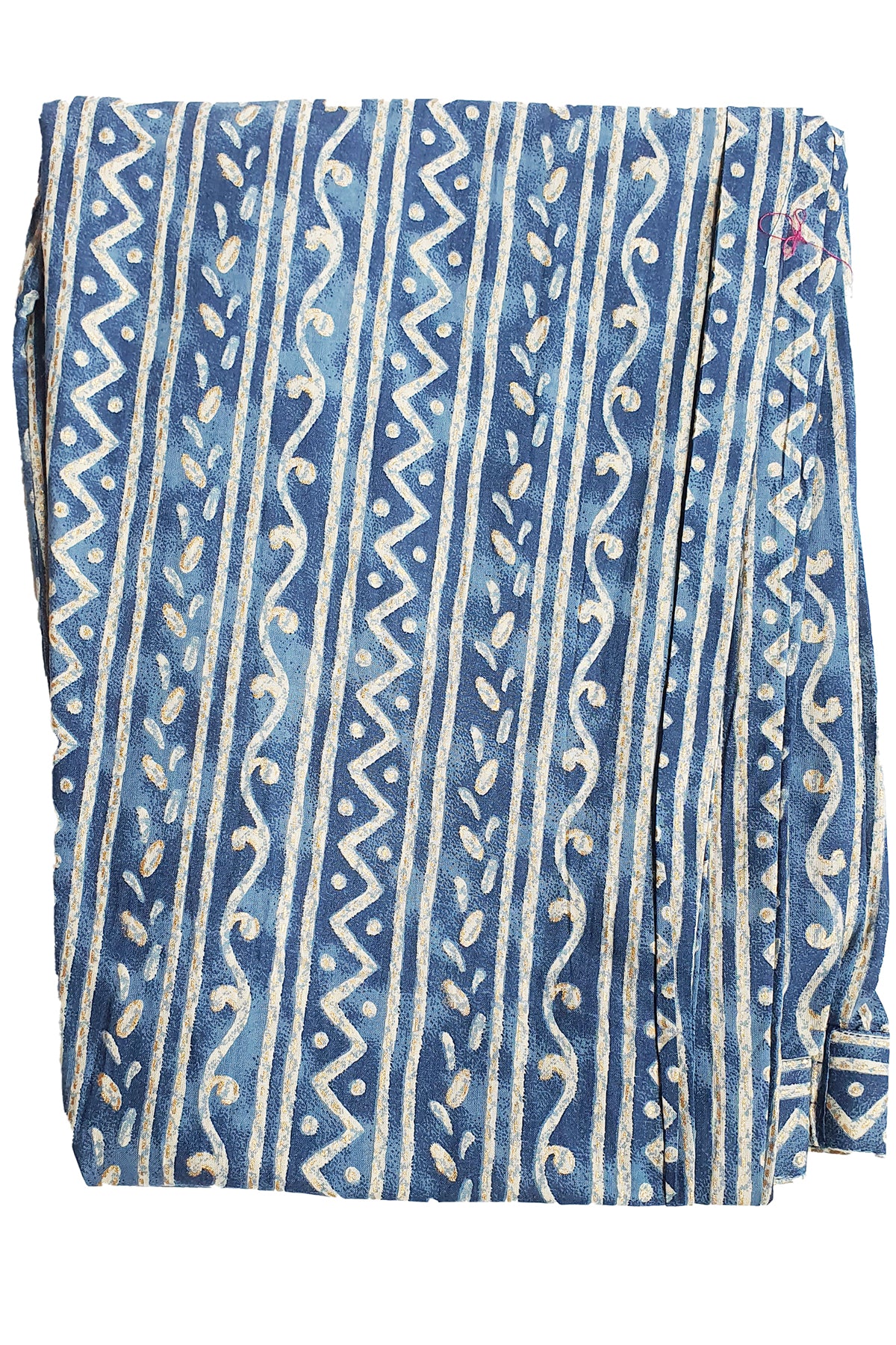 Blue Printed Cotton Suit with Pant & Dupatta