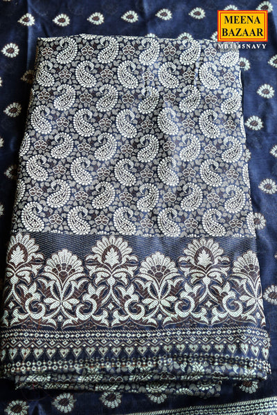 Navy Chanderi Cotton Woven Suit Set