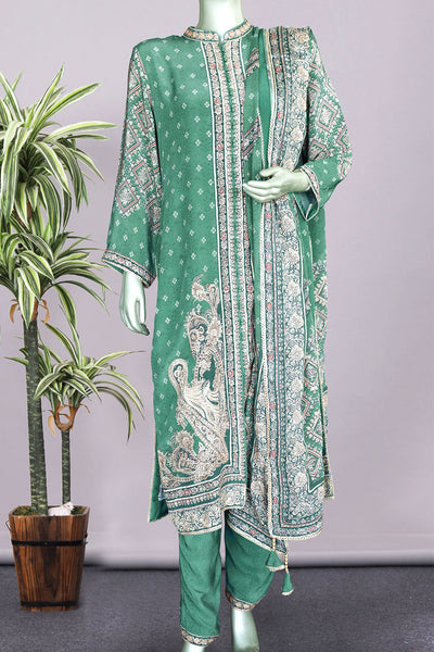 Green Crepe Zari and Swarovski Embroidered Suit Set
