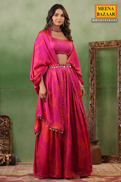 Rani Satin Printed Bustier-Skirt 3-Piece Lehenga Set