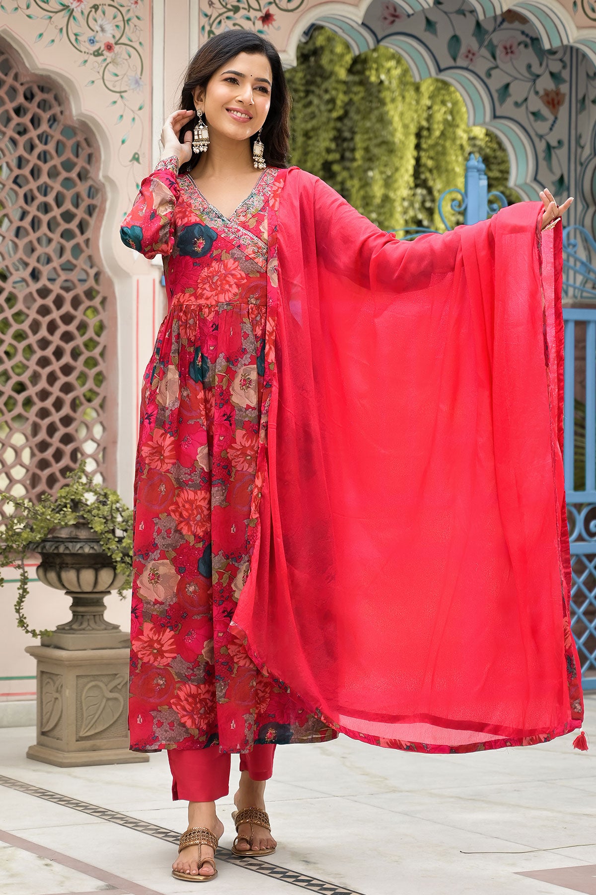 Red embroidered hot sale suit