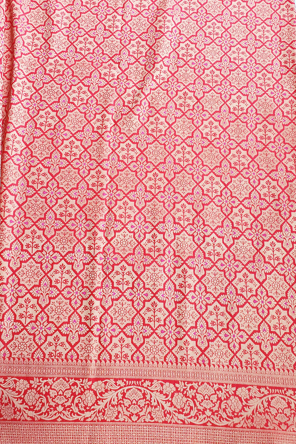 Red Blended Silk Zari Weaving Saree