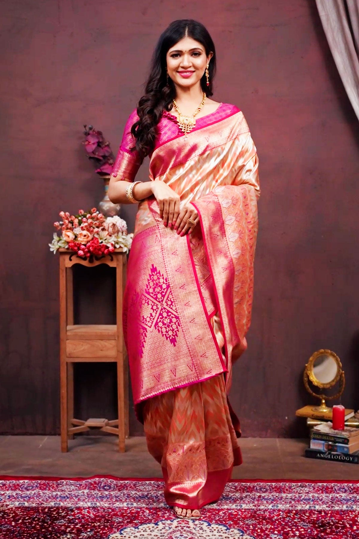 Gajari Blended Silk Zari Weaving Saree