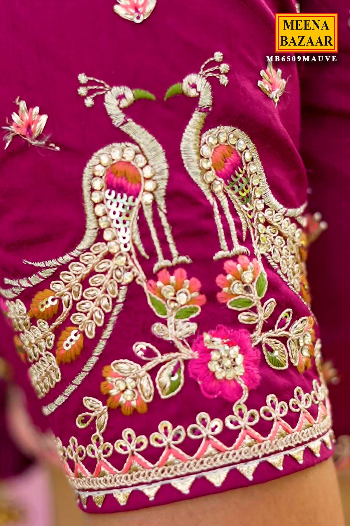 Mauve Silk Zari Thread Embroidered Organza Lehenga