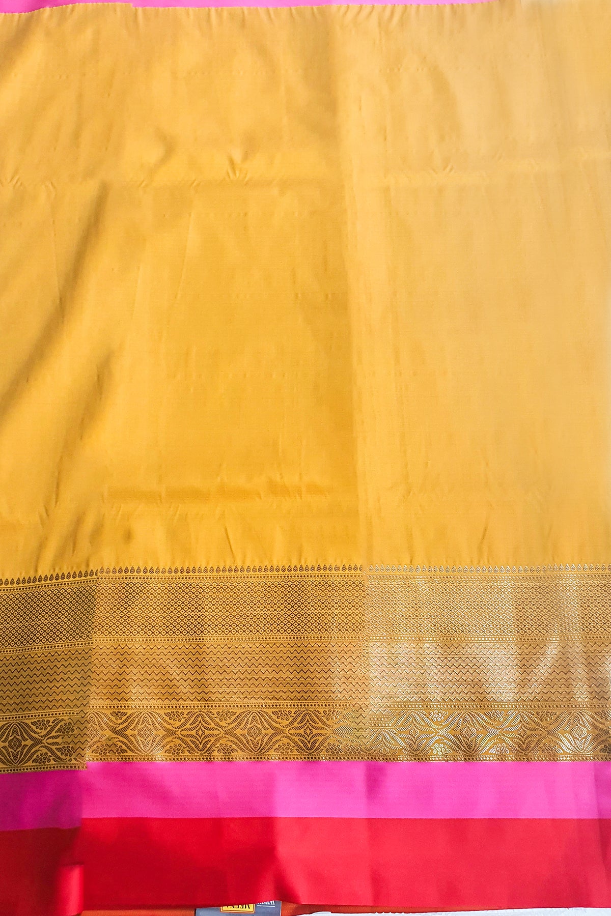 Mustard Silk Colour-Block Saree