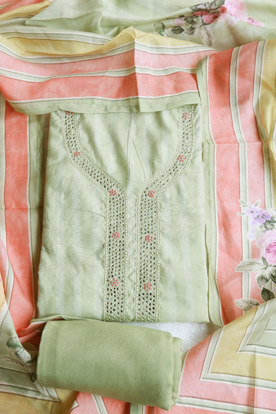 Pista Cotton Thread Embroidered Suit Set