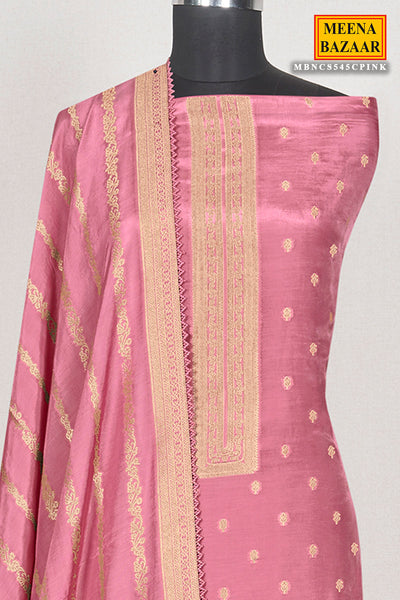 Pink Modal Silk Zari Embroidered Suit Set