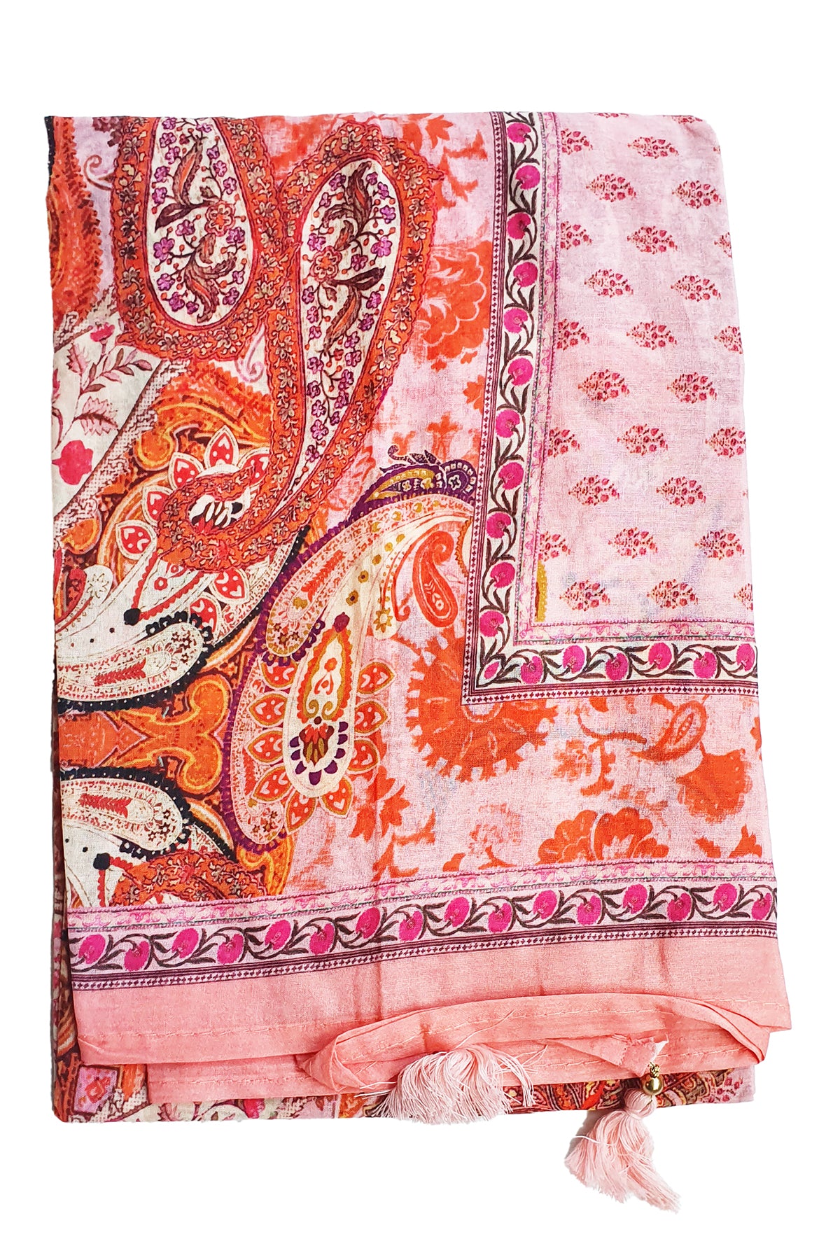 Pink Printed Cotton Resham Embroidered Unstitched Suit