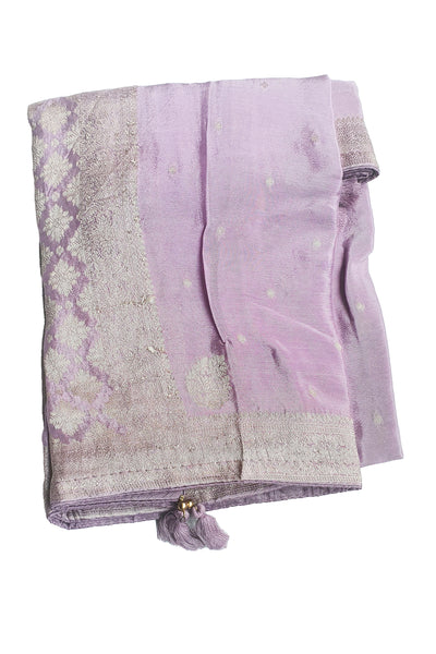 Mauve Chinon Zari Sequin Embroidered Suit Set