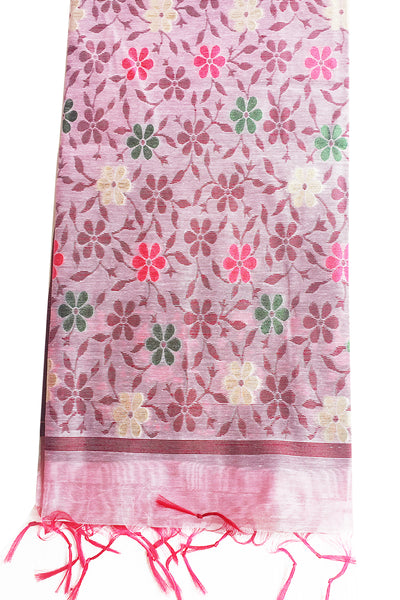 Mauve Organza Silk Floral Printed Saree