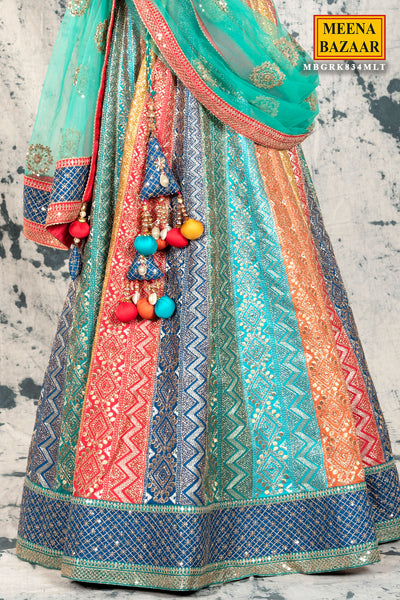 Multicolour Silk & Zari Lehenga