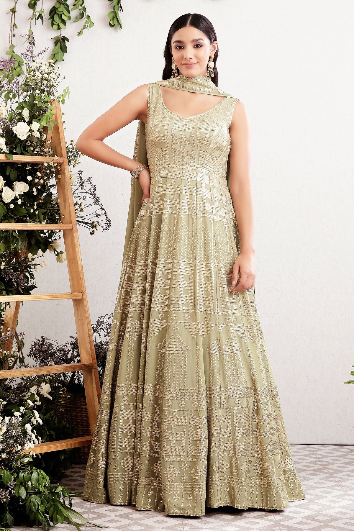 Floor length clearance dresses with dupatta