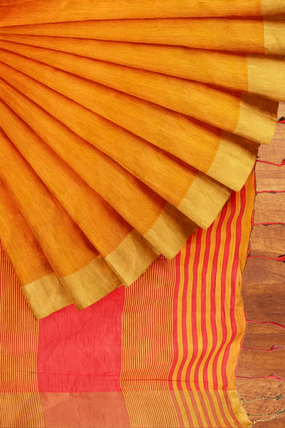 Mustard Blended Silk Woven Saree