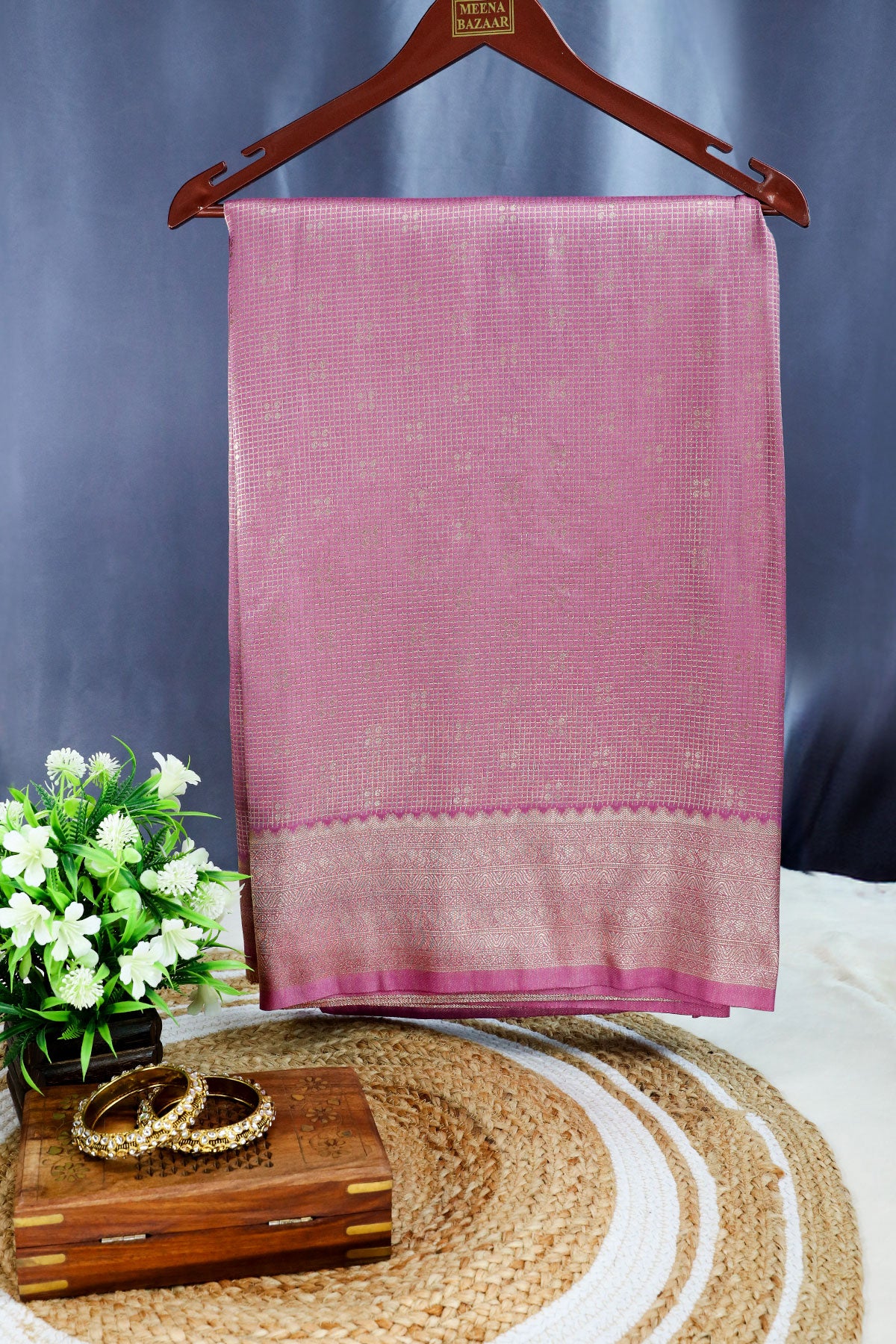 Mauve Silk Zari Woven Printed Saree