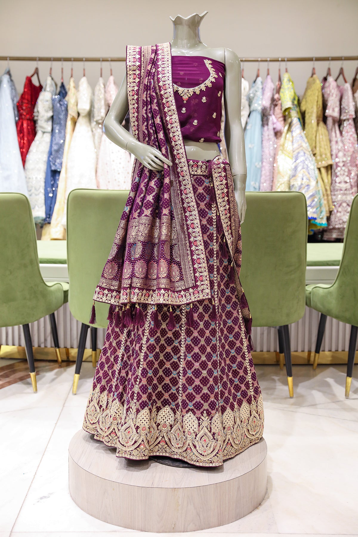 Purple Gharchola SIlk Gota Patti Embroidered Lehenga