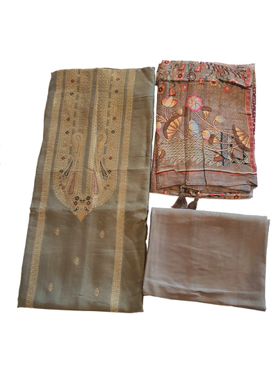 Tussar Modal Silk Zari Embroidered Suit Set