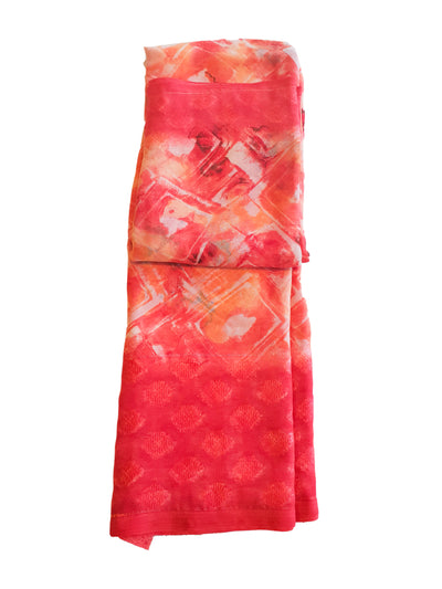 Red Georgette Abstract Printed Saree