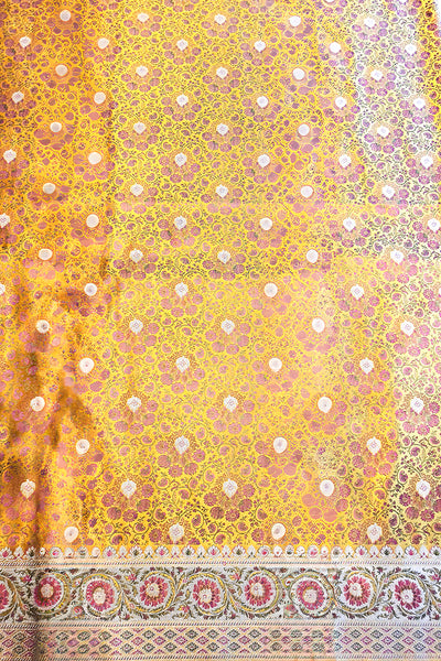 Mustard Woven Banarasi Silk Saree