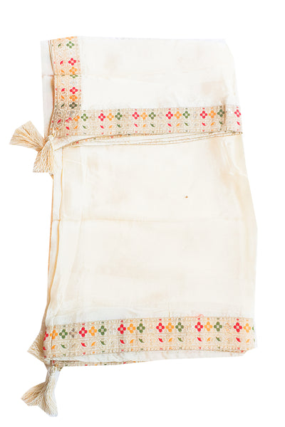 Cream Modal Silk Zari Woven Kurti with Pant