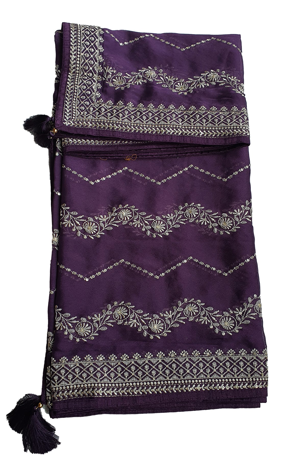 Purple Dola Silk Thread Embroidered Suit Set