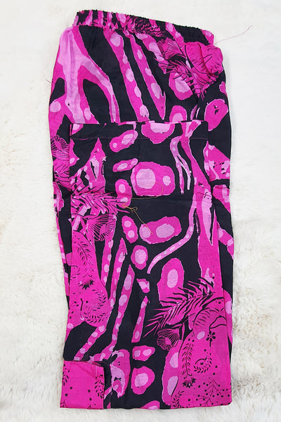 Pink Crepe Abstract Printed Kurti Pant Co-ord Set