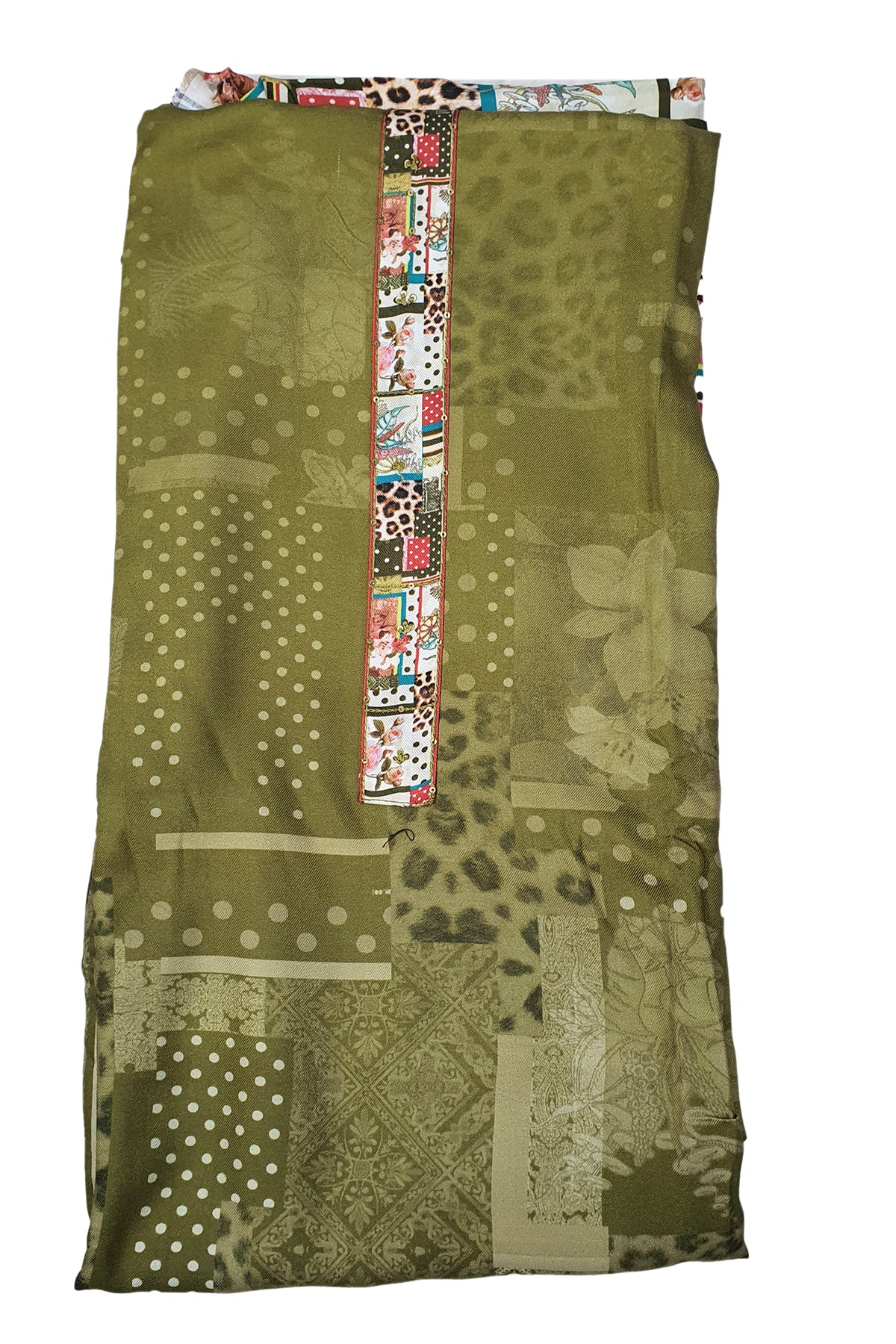 Mehandi Pashmina Printed Suit