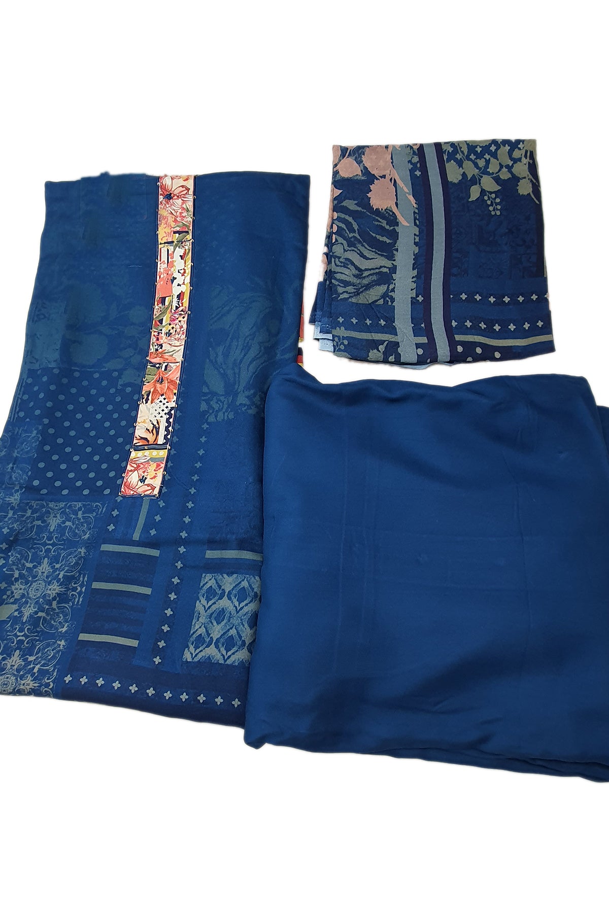 Blue Pashmina Printed Suit