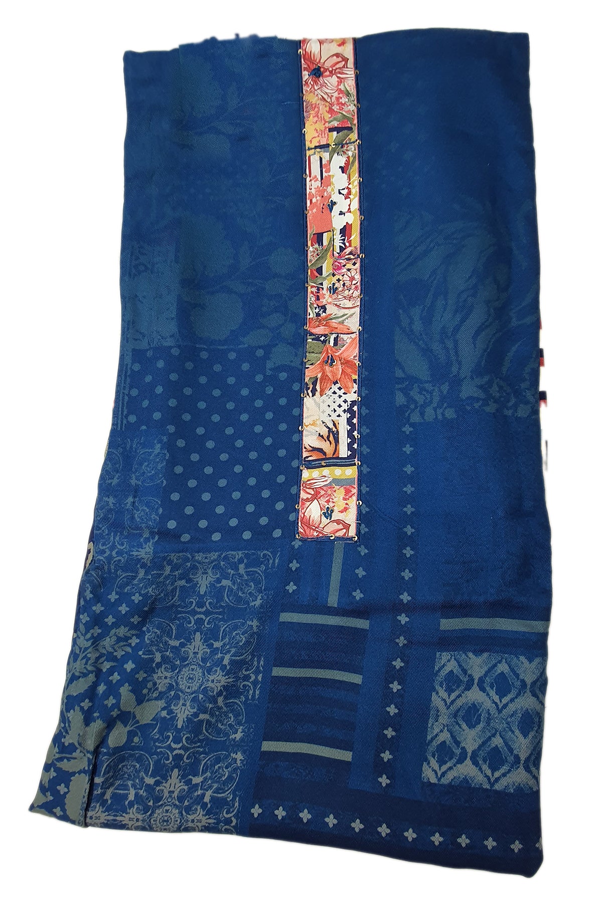 Blue Pashmina Printed Suit