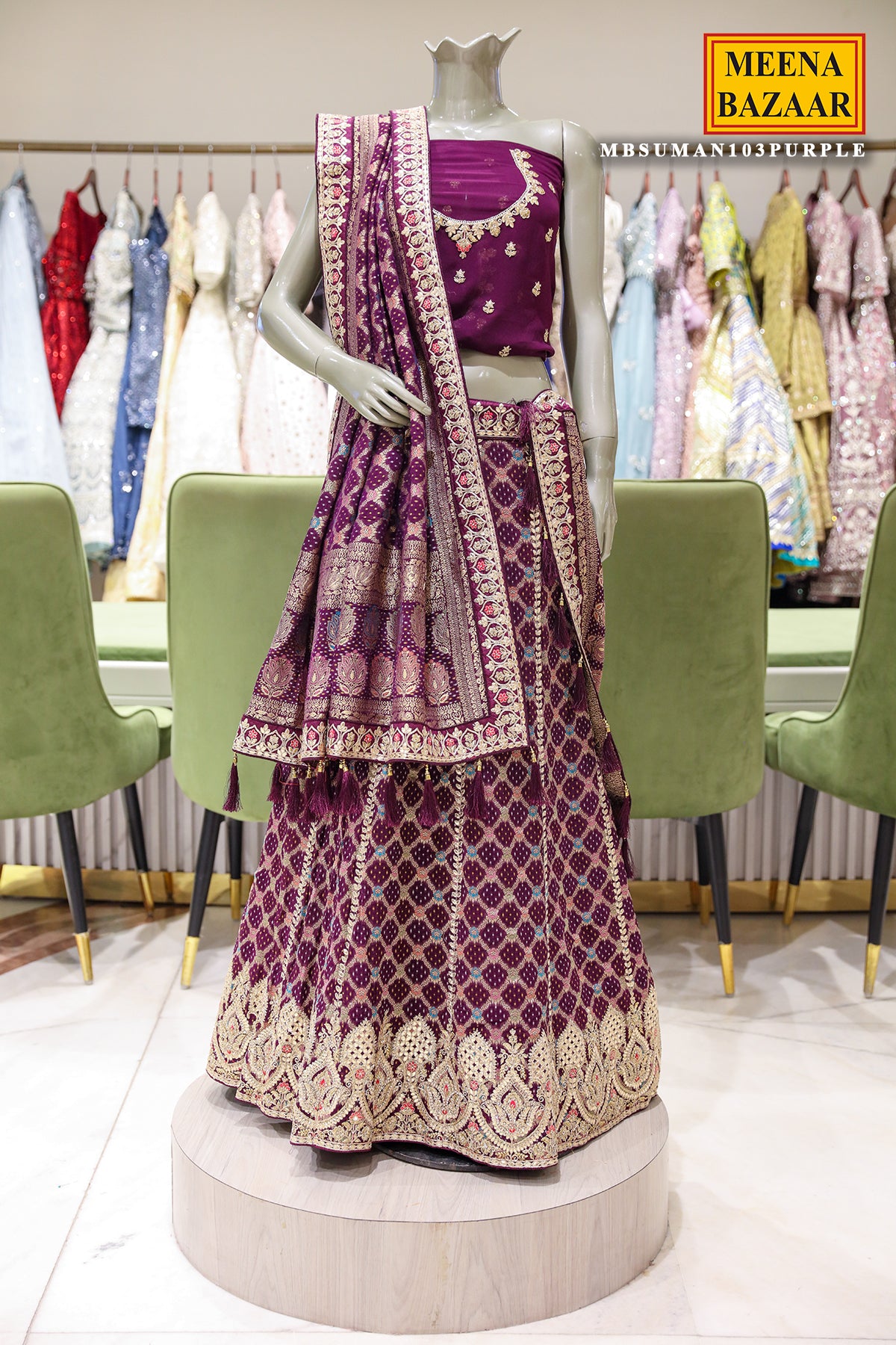 Purple Gharchola SIlk Gota Patti Embroidered Lehenga