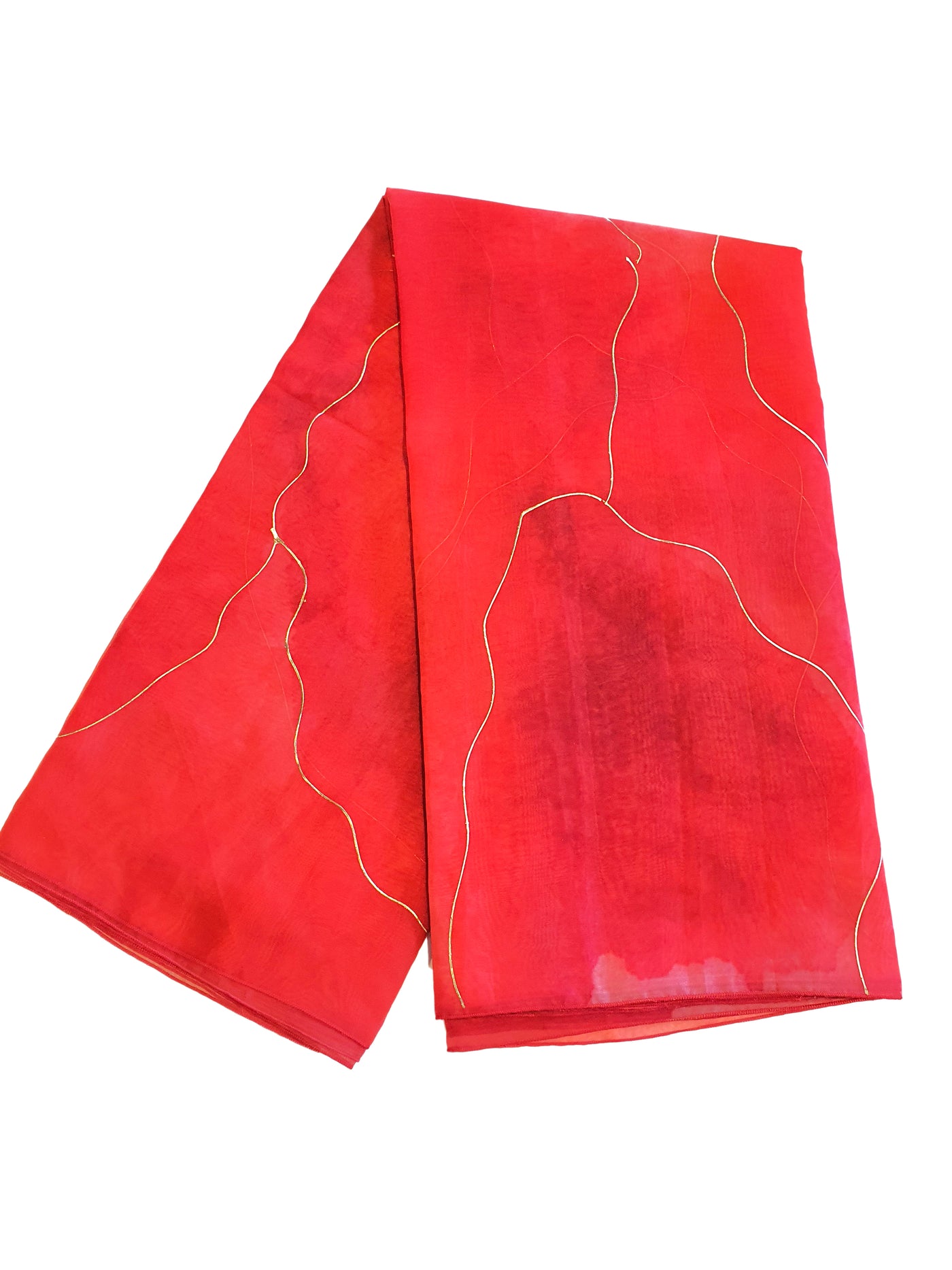 Red Organza Printed Saree