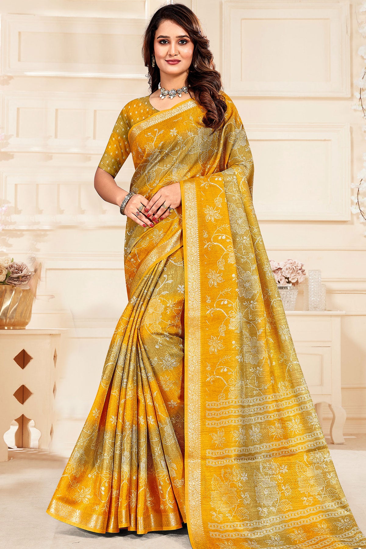 Mustard Magic Printed Saree