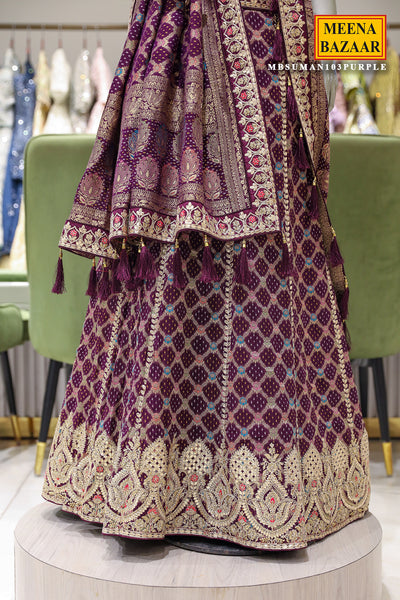 Purple Gharchola SIlk Gota Patti Embroidered Lehenga