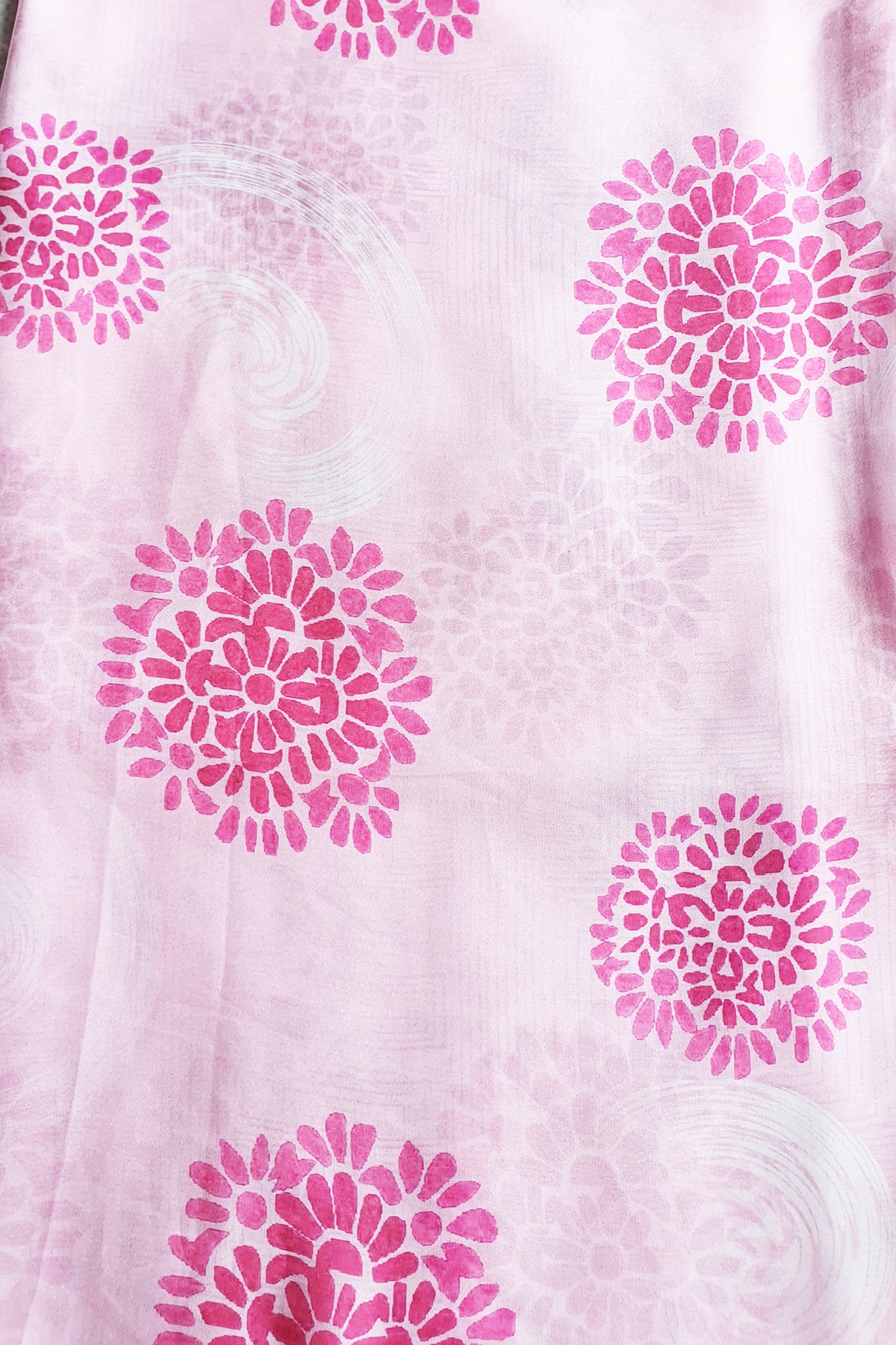 Pink Satin Swarovski Studded Print Saree