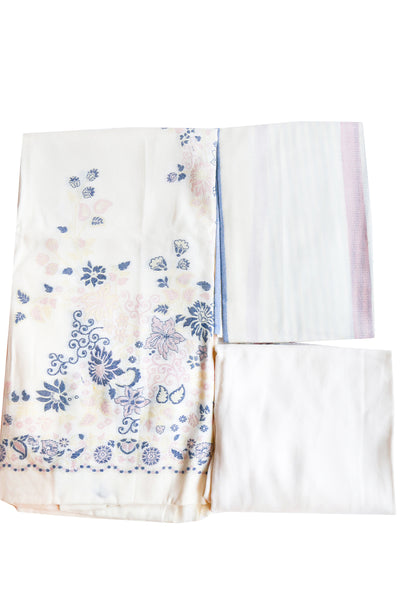 Cream Pashmina Silk Woven Suit Set