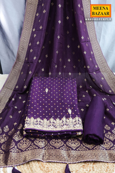 Purple Crepe Zari Gota Patti Embroidered Suit Set