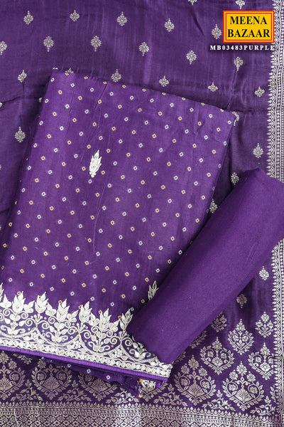 Purple Crepe Zari Gota Patti Embroidered Suit Set