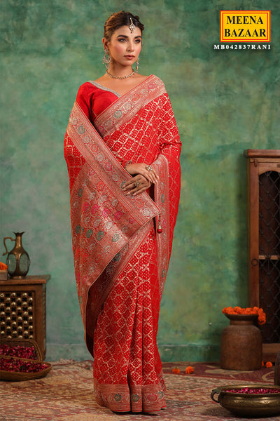 Red Georgette Cut-Dana Embroidered Saree