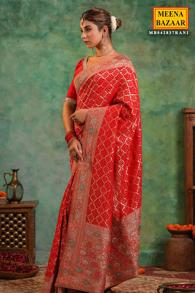 Red Georgette Cut-Dana Embroidered Saree