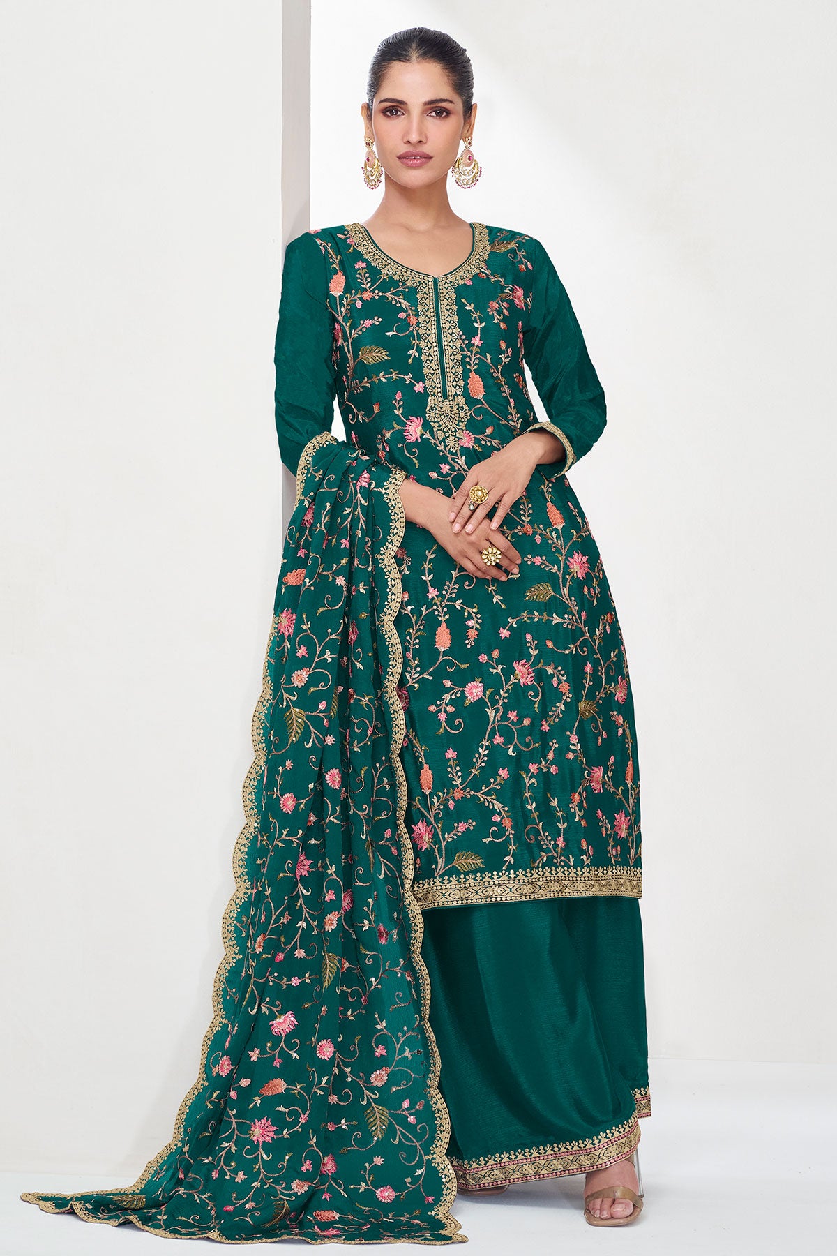 Rama Chinon Silk Thread, Sequin Embroidered Suit