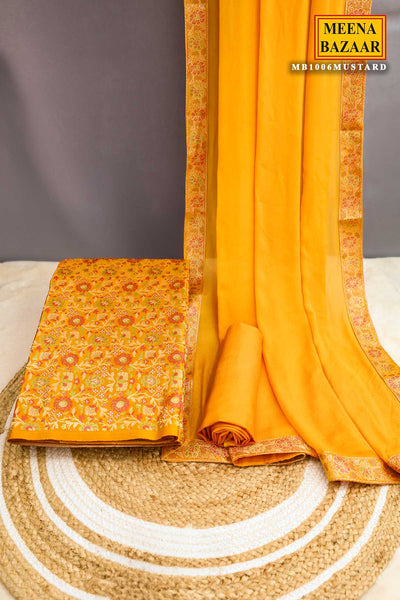 Mustard Tanchui Jamawar Silk Floral Weaving Suit Set