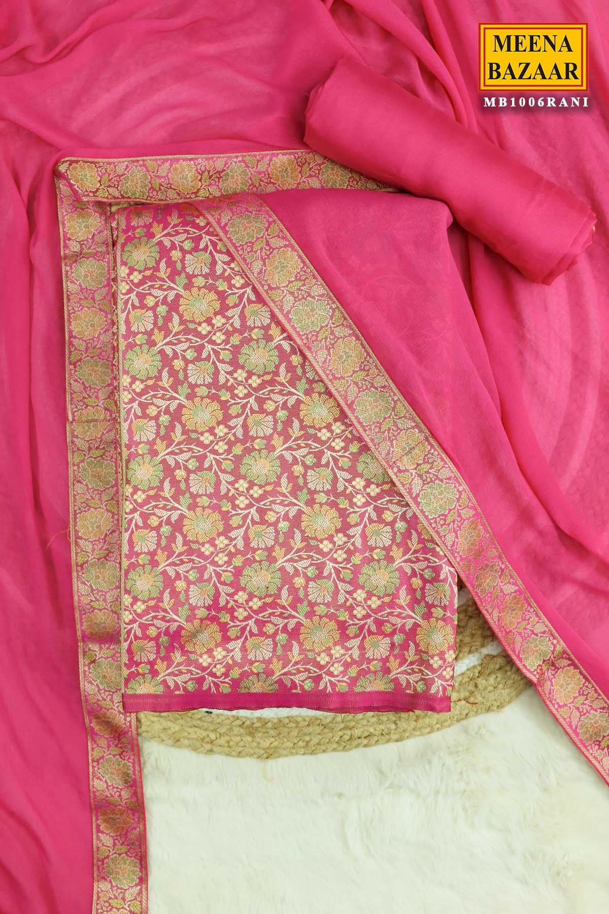 Rani Tanchui Jamawar Silk Floral Weaving Suit Set