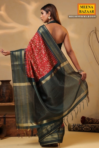 Maroon Silk Weaving Saree Elegant Traditional & Festive Wear