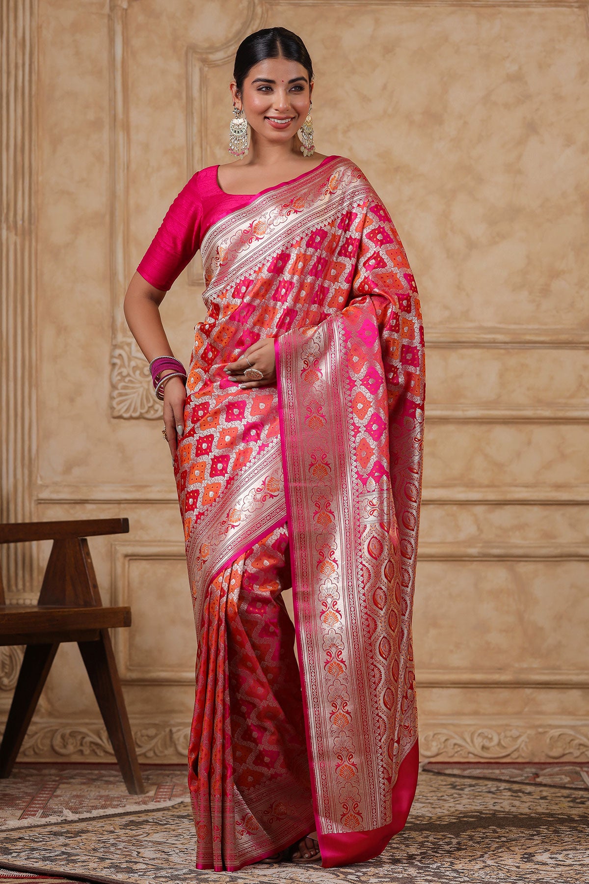 Rani Silk Zari Woven Saree