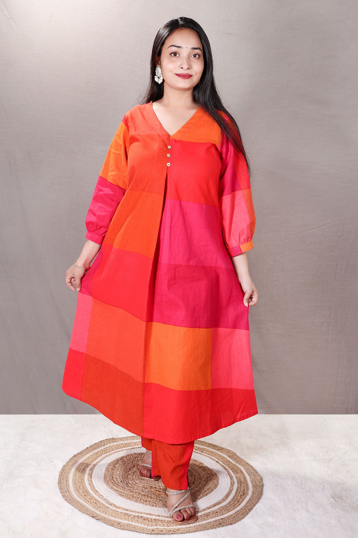 Rani Color-Blocked Cotton Printed Tunic Co-ord Set