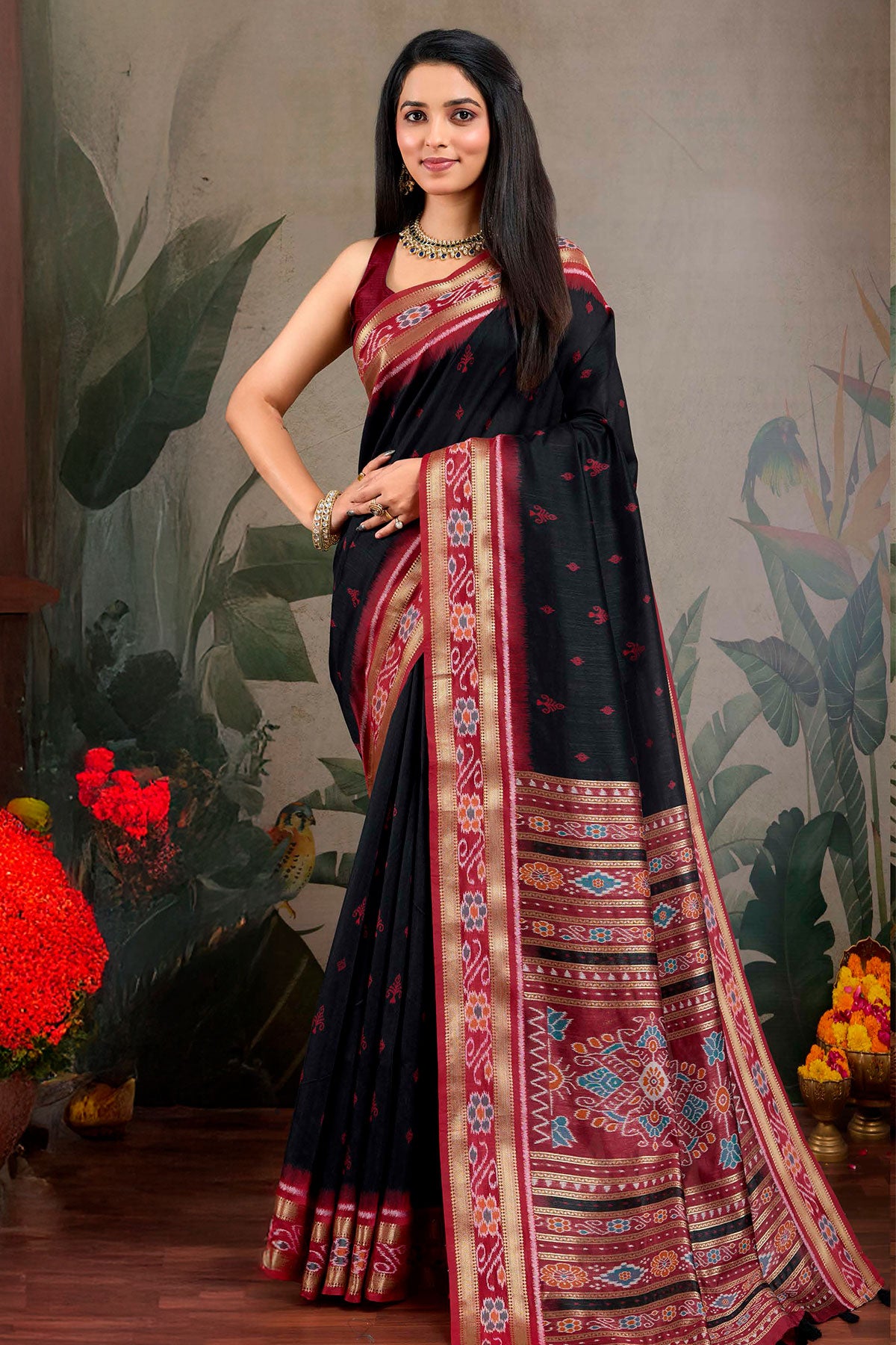 Black Soft Silk Saree – Minimal Zari Elegance