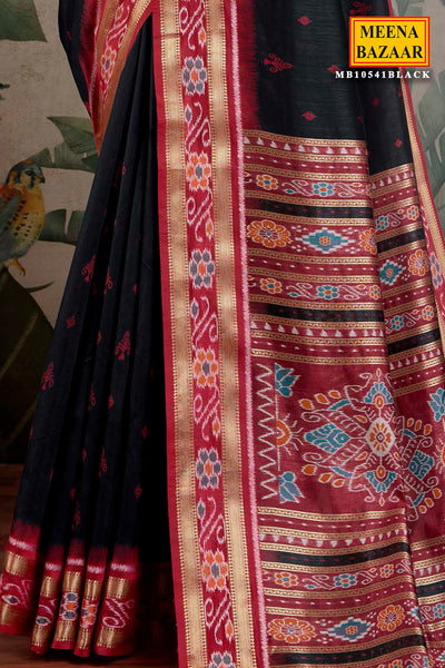 Black Soft Silk Saree – Minimal Zari Elegance