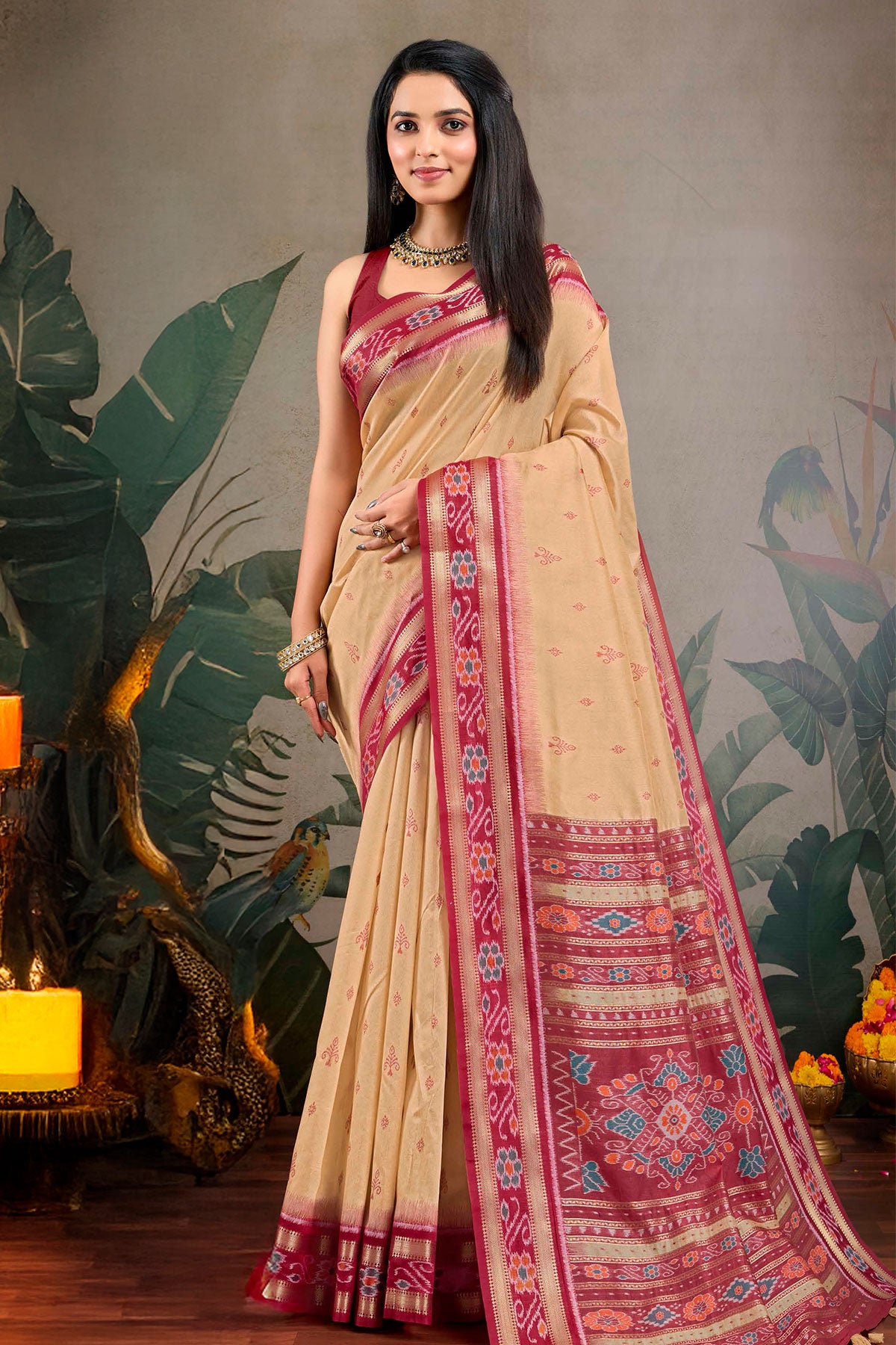 Cream Silk Saree with Subtle Zari Accents