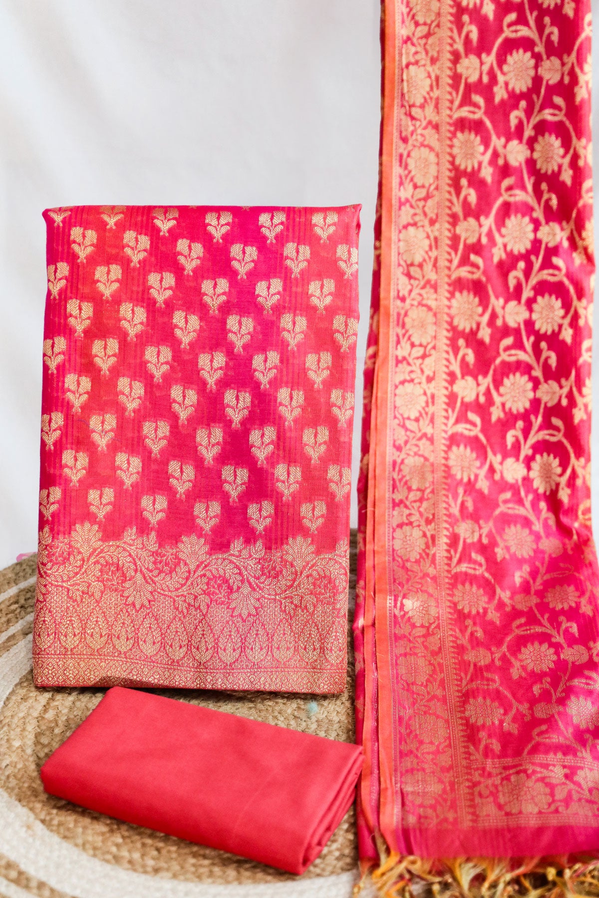 Rani Chanderi Woven Silk Unstitched Suit