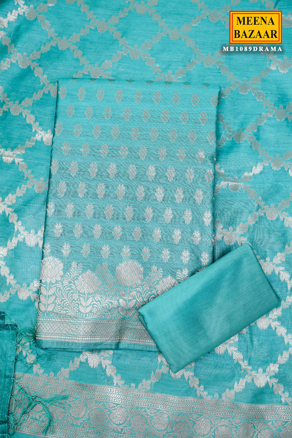 Rama Chanderi Weaving Unstitched Suit