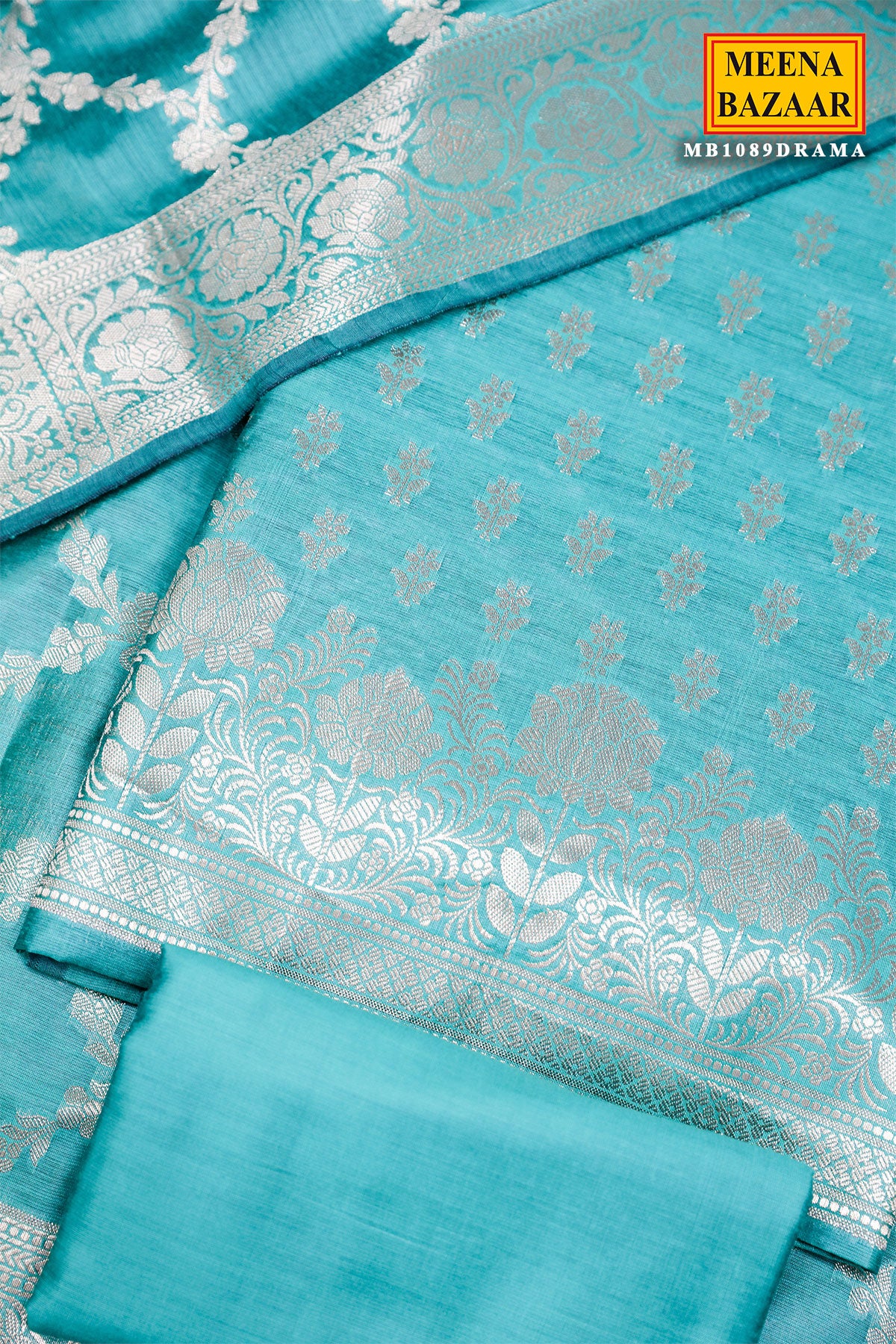 Rama Chanderi Weaving Unstitched Suit